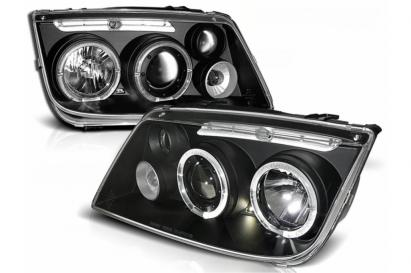 Faruri Angel Eyes VW Bora (09.1998-07.2005) Negru Performance AutoTuning