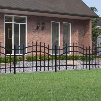 Gard grădină cu vârfuri negru 115 cm oțel vopsit electrostatic GartenMobel Dekor