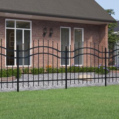 Gard grădină cu vârfuri negru 140 cm oțel vopsit electrostatic GartenMobel Dekor