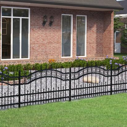 Gard grădină cu vârfuri negru 115 cm oțel vopsit electrostatic GartenMobel Dekor