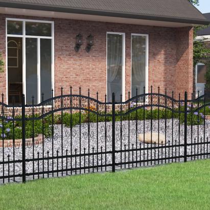 Gard grădină cu vârfuri negru 140 cm oțel vopsit electrostatic GartenMobel Dekor
