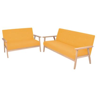 Set cu canapele, 2 piese, material textil, galben GartenMobel Dekor