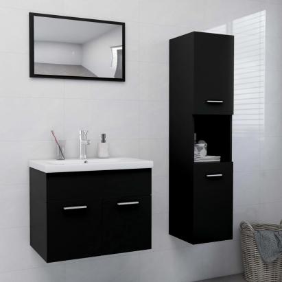 Set mobilier de baie, negru, lemn prelucrat GartenMobel Dekor