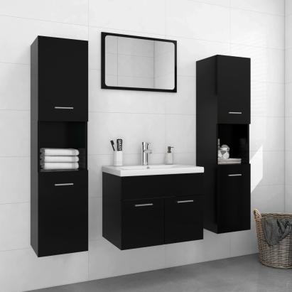 Set mobilier de baie, negru, lemn prelucrat GartenMobel Dekor