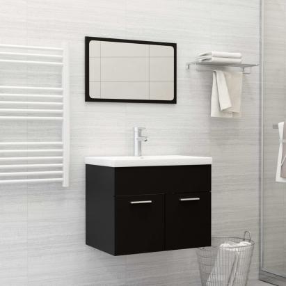 Set mobilier de baie, negru, lemn prelucrat GartenMobel Dekor