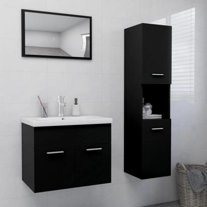 Set mobilier de baie, negru, lemn prelucrat GartenMobel Dekor