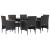 Set de masă pentru grădină, 7 piese, cu perne, negru GartenMobel Dekor
