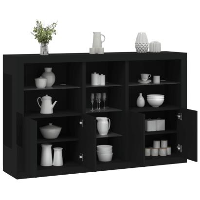 Servantă cu lumini LED, negru, 162x37x100 cm GartenMobel Dekor