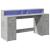 Birou cu lumini LED, gri beton, 160x55x91 cm, lemn prelucrat GartenMobel Dekor