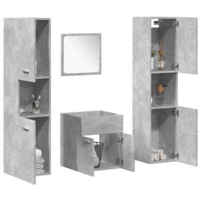 Set mobilier de baie, 4 piese, gri beton, lemn compozit GartenMobel Dekor