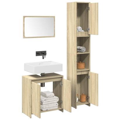 Set mobilier de baie, 3 piese, stejar sonoma, lemn prelucrat GartenMobel Dekor