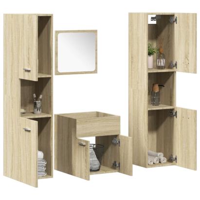 Set mobilier de baie, 4 piese, stejar sonoma, lemn prelucrat GartenMobel Dekor
