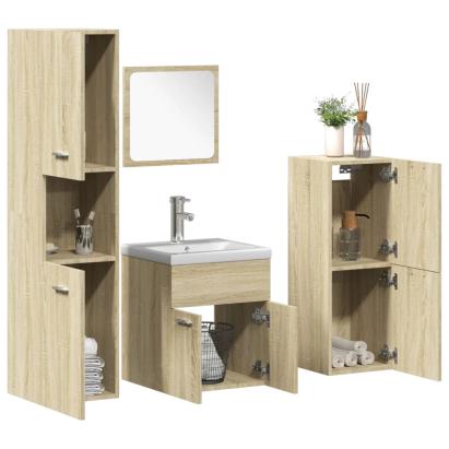 Set mobilier de baie, 5 piese, stejar sonoma, lemn prelucrat GartenMobel Dekor