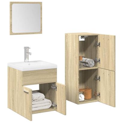 Set mobilier de baie, 4 piese, stejar sonoma, lemn prelucrat GartenMobel Dekor