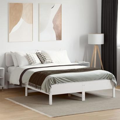 Cadru de pat fără saltea, alb, 140x200 cm, lemn masiv pin GartenMobel Dekor