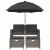 Canapea de grădină cu 2 locuri/umbrelă/taburete, gri, poliratan GartenMobel Dekor