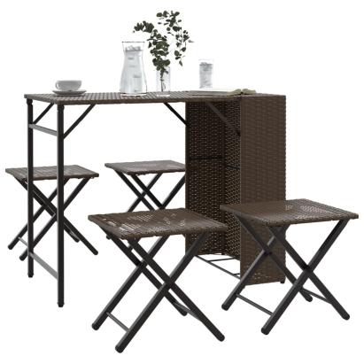 Set mobilier de grădină, pliabil, 5 piese, maro, poliratan  GartenMobel Dekor