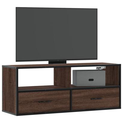 Dulap TV, stejar maro, 100x31x39,5 cm, lemn prelucrat și metal GartenMobel Dekor