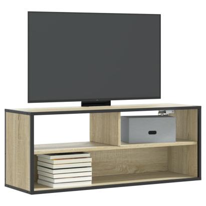 Dulap TV stejar sonoma, 100x31x39,5 cm, lemn prelucrat și metal GartenMobel Dekor