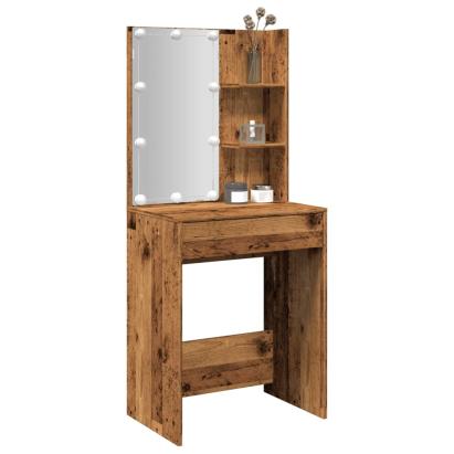 Masă de toaletă cu LED, lemn vechi, 60x40x140 cm GartenMobel Dekor