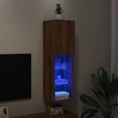 Comodă TV cu lumini LED, stejar artizanal, 30,5x30x102 cm GartenMobel Dekor