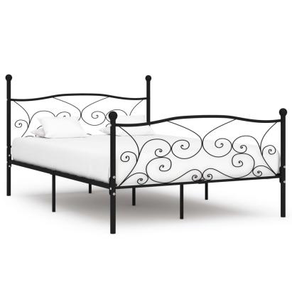 Cadru de pat cu bază din șipci, negru, 120 x 200 cm, metal GartenMobel Dekor