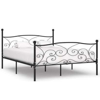 Cadru de pat cu bază din șipci, negru, 180 x 200 cm, metal GartenMobel Dekor