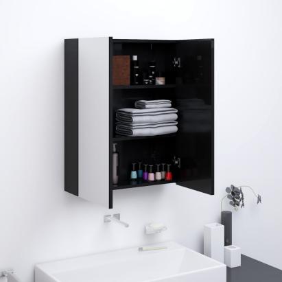 Dulap de baie cu oglindă, negru strălucitor, 60x15x75 cm, MDF GartenMobel Dekor