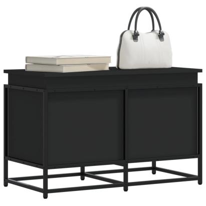 Cutie de depozitare cu capac negru 80x40x51,5 cm lemn prelucrat GartenMobel Dekor