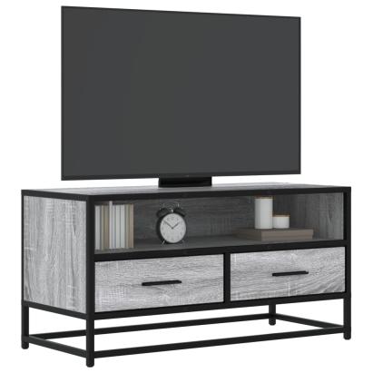Dulap TV, gri sonoma, 80x34,5x40 cm, lemn prelucrat și metal GartenMobel Dekor