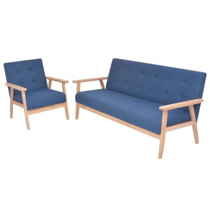 Set canapea, 2 piese, textil, albastru GartenMobel Dekor
