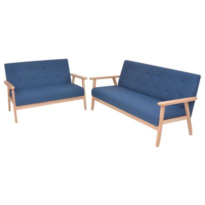 Set cu canapele, 2 piese, material textil, albastru GartenMobel Dekor