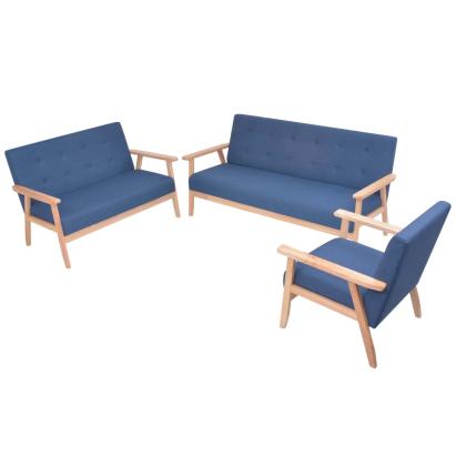 Set cu canapele, 2 piese, material textil, albastru GartenMobel Dekor