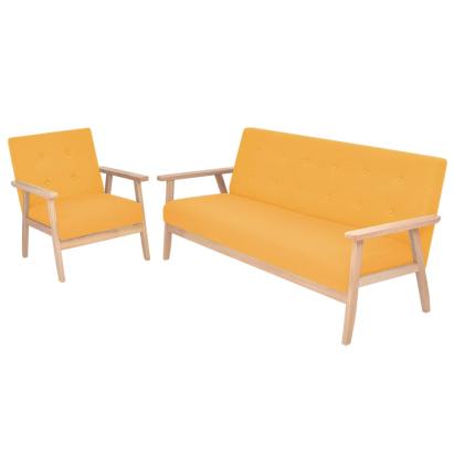 Set de canapele 2 piese, textil, galben GartenMobel Dekor