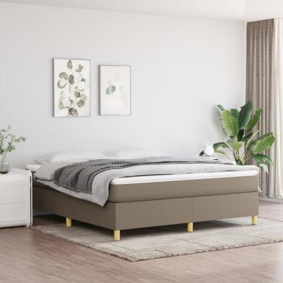 Pat continental cu saltea, gri taupe, 180x200 cm, textil GartenMobel Dekor