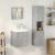 Set mobilier de baie, 3 piese, gri beton, lemn compozit GartenMobel Dekor
