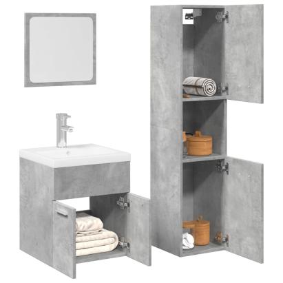 Set mobilier de baie, 3 piese, gri beton, lemn compozit GartenMobel Dekor