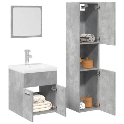 Set mobilier de baie, 4 piese, gri beton, lemn compozit GartenMobel Dekor