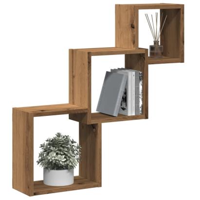 Rafturi cub perete stejar artizanal 68x15x68 cm, lemn prelucrat GartenMobel Dekor