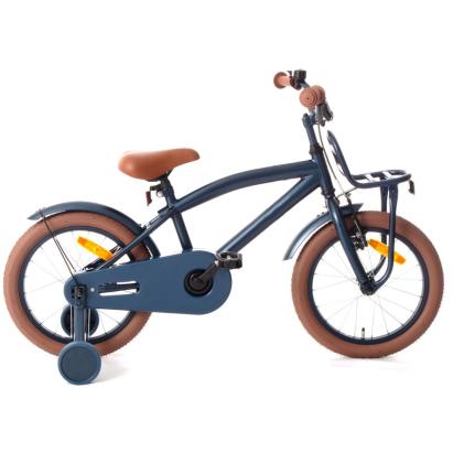 Bicicleta 16 inch, cool boy, cadru otel 26 cm, frana v-brake, suport frontal, 2 roti ajutatoare, far, bleumarin MultiMark GlobalProd