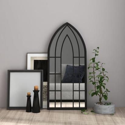 Oglindă,negru, 100x45 cm,fier, pentru utilizare în interior GartenMobel Dekor