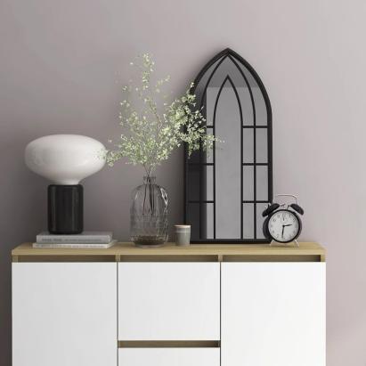 Oglindă,negru, 70x30 cm,fier, pentru utilizare în interior GartenMobel Dekor