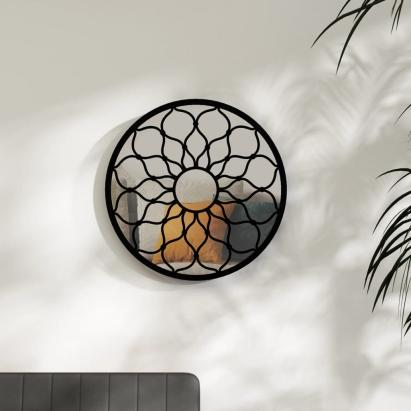Oglindă rotundă,negru,60x3 cm,fier,pentru utilizare în interior GartenMobel Dekor