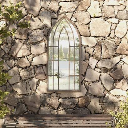 Oglindă de grădină, nisipiu, 100x45 cm, fier uz exterior GartenMobel Dekor