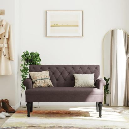 Banchetă cu spătar, maro închis, 120x62x75,5 cm, textil GartenMobel Dekor