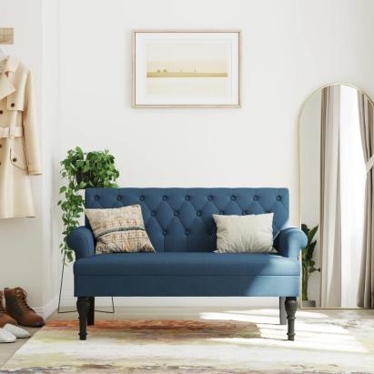Bancă cu spătar, albastru, 120x62x75,5 cm, textil GartenMobel Dekor