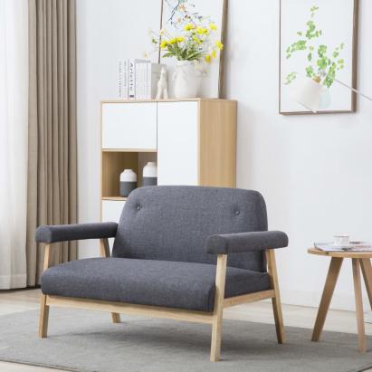 Canapea cu 2 locuri, gri închis, material textil GartenMobel Dekor
