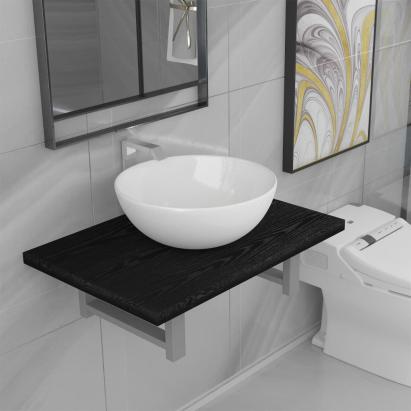 Set mobilier de baie, 2 piese, negru, ceramică GartenMobel Dekor