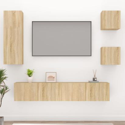 Set dulap TV, 5 piese, stejar sonoma, lemn prelucrat GartenMobel Dekor