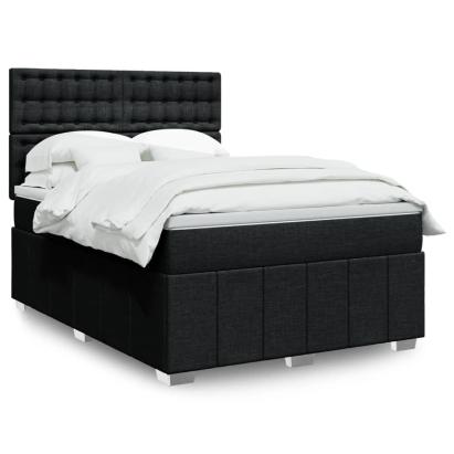 Pat box spring cu saltea, negru, 160x200 cm, textil GartenMobel Dekor